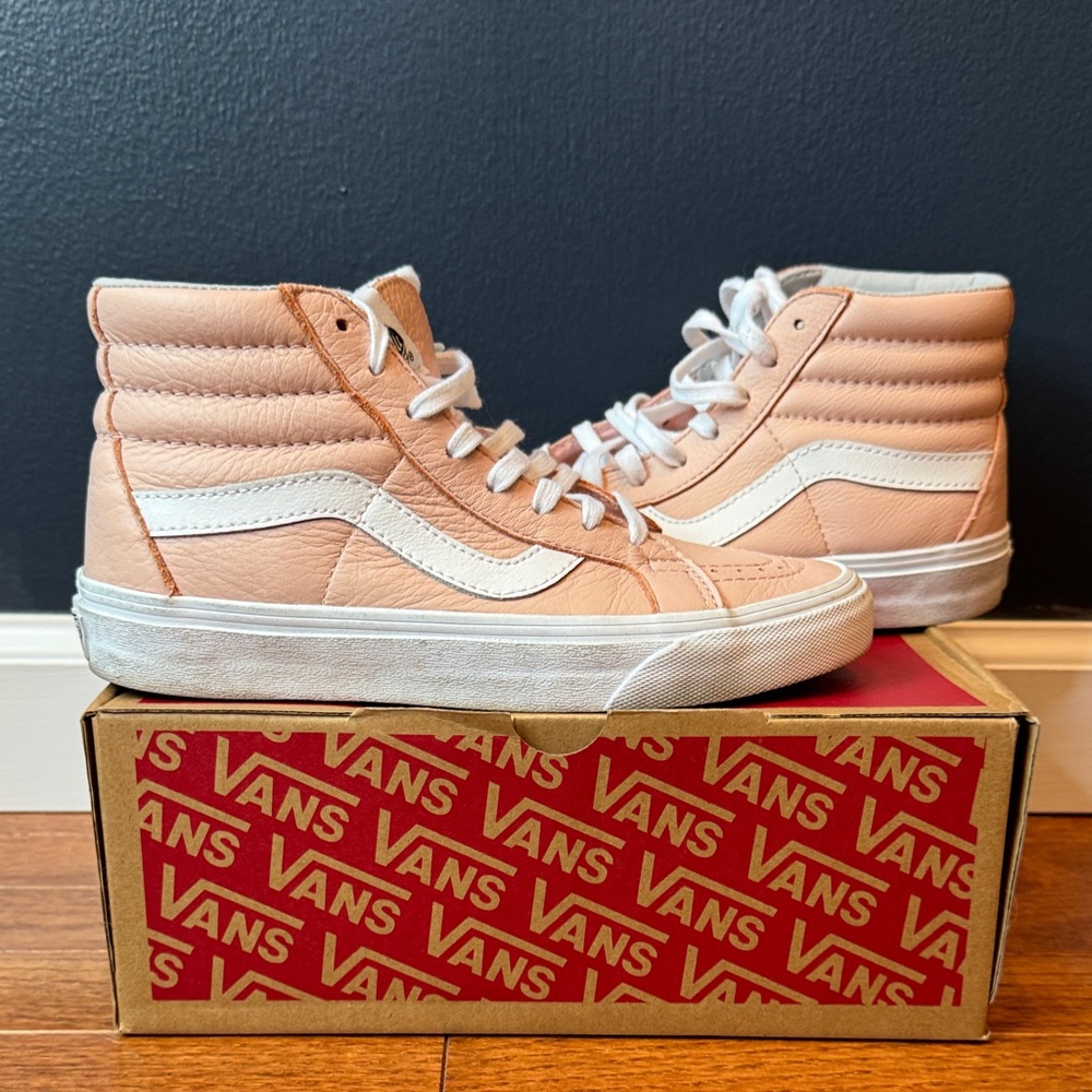 Vans Peach and White High-Top Sneakers